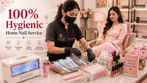 How do I book a nail extension at home in JP Nagar